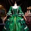 Medieval Vintage / Retro Dark Green Lace Flower Sequins Bow Prom Dresses 2025 Ball Gown Square Neckline Bell sleeves Floor-Length / Long Prom Formal Dresses