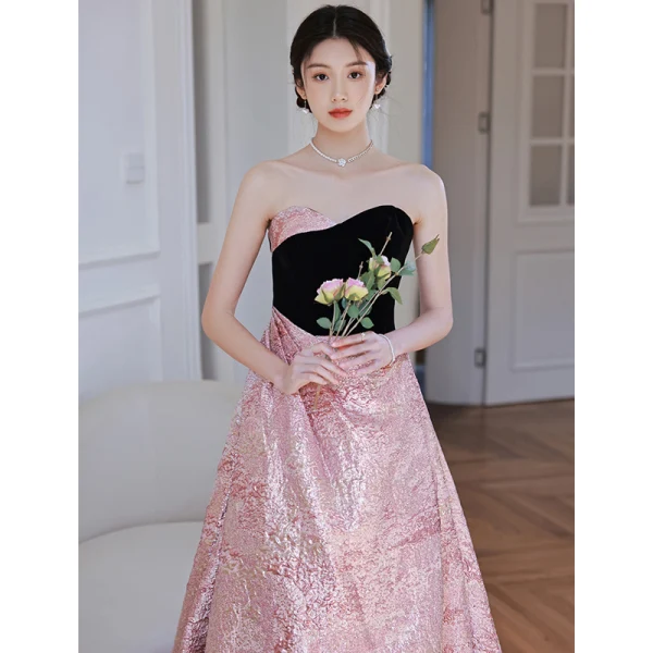 Chic / Beautiful Candy Pink Prom Dresses 2022 A-Line / Princess Strapless Sleeveless Backless Floor-Length / Long Prom Formal Dresses