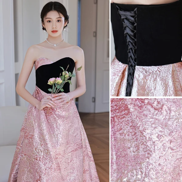 Chic / Beautiful Candy Pink Prom Dresses 2022 A-Line / Princess Strapless Sleeveless Backless Floor-Length / Long Prom Formal Dresses