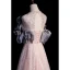 High-end Charming Blushing Pink Beading Sequins Prom Dresses 2023 A-Line / Princess Scoop Neck Sleeveless Backless Floor-Length / Long Formal Dresses