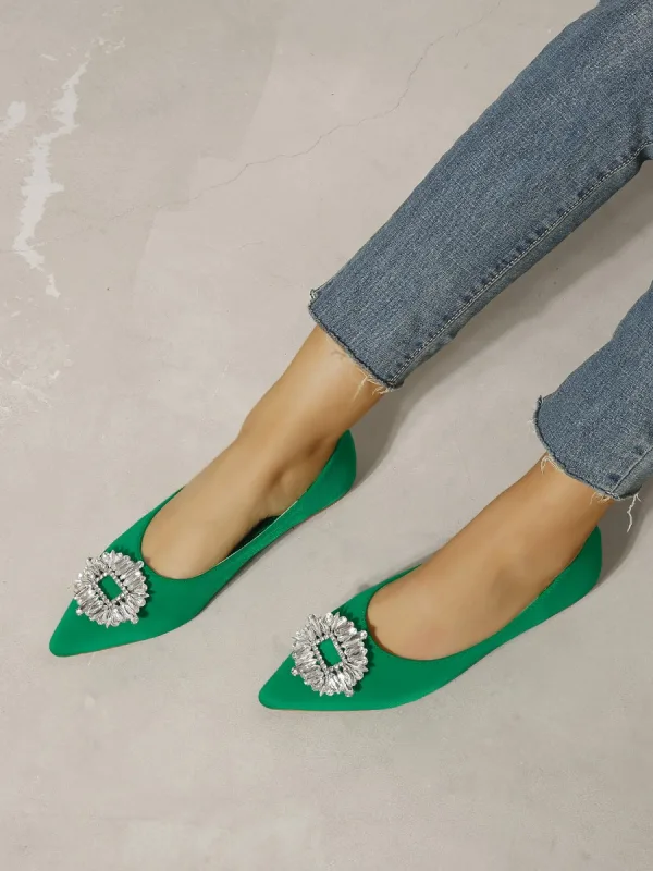 Enkel Gul Casual Rhinestone Flate Damesko 2023 Spisse Damesko Hæler