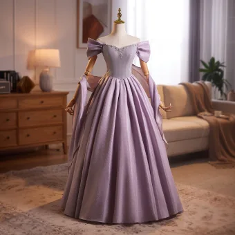 High End Dunkel Rosa Strass Abendkleider 2026 Ballkleid Off Shoulder Kurze Ärmel Rückenfreies Lange Abend Festliche Kleider