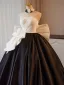 Style Audrey Hepburn Noire Noeud Robe De Bal 2024 Robe Boule Bustier Sans Manches Dos Nu Train De Balayage Promo Robe De Ceremonie