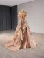 Luxus / Herrlich Glitzernden Gold Perlenstickerei Pailletten Gespaltete Front Ballkleider 2024 Ballkleid Bandeau Ärmellos Rückenfreies Hof-Schleppe Ball Festliche Kleider