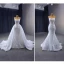Haut de Gamme Scintillantes Blanche Glitter Perlage Paillettes Robe De Mariée 2023 Trompette / Sirène Bretelles Spaghetti Sans Manches Dos Nu Tribunal Train Mariage