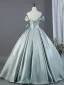 Elegant Lime Grøn Sløjfe Satin Gallakjoler 2026 Balkjole Off-The-Shoulder Kort Ærme Halterneck
