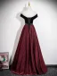 Vintage / Originale Bordeaux Faux Diamant Robe De Bal 2026 De l'épaule Princesse Manches Courtes Dos Nu