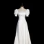 Modest / Simple White Satin Prom Dresses 2022 A-Line / Princess Square Neckline Puffy Short Sleeve Bow Backless Court Train Prom Formal Dresses