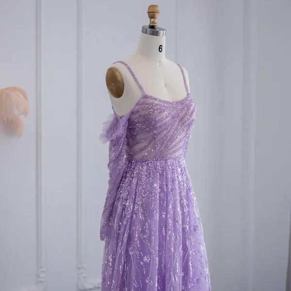 Sexy Mint Green Beading Sequins Prom Dresses 2024 A-Line / Princess Spaghetti Straps 3/4 Sleeve Backless Floor-Length / Long Prom Formal Dresses