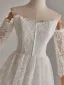Modest / Simple White Lace Flower Pearl Wedding Dresses 2025 A-Line / Princess Off-The-Shoulder Long Sleeve Backless Floor-Length / Long