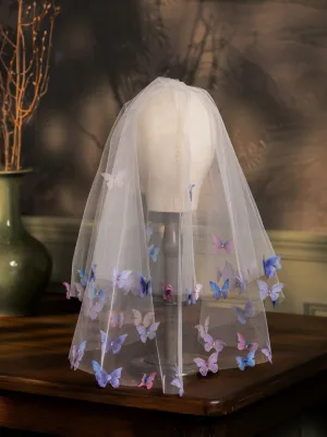 Chic Beautiful White Butterfly Wedding Veils 2025 0 5 M Tulle