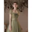 Modest / Simple Clover Green Spotted Prom Dresses 2023 A-Line / Princess Square Neckline Short Sleeve Backless Floor-Length / Long Prom Formal Dresses