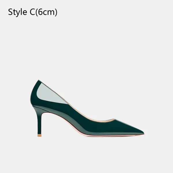 Sexy Dunkelgrün Abend Lackleder Pumps 2026 10 cm Stilettos Spitzschuh Hochhackige