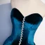Vintage / Retro Royal Blue Suede Evening Dresses  2023 A-Line / Princess Strapless Rhinestone Sleeveless Backless Floor-Length / Long Evening Party Formal Dresses