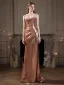 Charming Sexy Rose Gold Sequins Evening Dresses 2025 Trumpet / Mermaid Spaghetti Straps Puffy Short Sleeve Backless Sweep Train Evening Party Formal Dresses