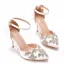 Schöne Weiß Strass Brautschuhe 2022 Knöchelriemen 9 cm Stilettos Spitzschuh Hochzeit Hochhackige