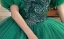 Vintage / Retro Dark Green Beading Glitter Prom Dresses 2024 Ball Gown V-Neck Puffy Short Sleeve Backless Floor-Length / Long Prom Formal Dresses