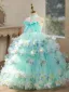Flower Fairy Multi-Colors Appliques Bow Mint Green Birthday Flower Girl Dresses 2026 Ball Gown High Neck Sleeveless Backless Floor-Length / Long Tulle