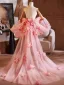 Chic / Belle Rougissant Rose Fait main Appliques Manches Courtes Promo châle 2025