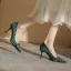 Mode Dunkelgrün Strassenmode Plaid Pumps 2022 8 cm Stilettos Spitzschuh Pumps Hochhackige
