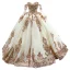 High End Glitzernden Champagner Pailletten Brautkleider / Hochzeitskleider 2022 Ballkleid Bandeau Kurze Ärmel Rückenfreies Lange Hochzeit