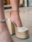 Inhabituel Vert Cocktail Sandales Femme 2022 Faux Diamant Bride Cheville 14 cm Talons Épais Pied Carré Chaussures Femmes Talons Hauts