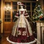 Vintage / Retro Medieval Burgundy Lace Flower Printing Bow Prom Dresses 2025 Ball Gown Square Neckline Bell sleeves Floor-Length / Long Formal Dresses