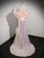 Sexy Rougissant Rose Laser Paillettes Robe De Soirée 2023 Trompette / Sirène De l'épaule Manches Courtes Dos Nu Train De Balayage Soirée Robe De Ceremonie