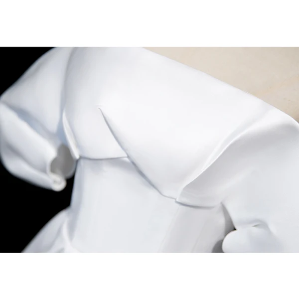 Vintage Schlicht Weiß Satin Asymmetrisch Ballkleider 2023 Off Shoulder Kurze Ärmel Rückenfreies Ball Festliche Kleider