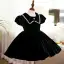 Chic / Beautiful Black Suede Birthday Flower Girl Dresses 2022 Ball Gown Scoop Neck Puffy Short Sleeve Pearl Floor-Length / Long Flower Girl Dresses