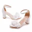Sexy Ivory / Creme Applikationen Brautschuhe 2022 7 cm Thick Heels Knöchelriemen Peeptoes Hochzeit Sandaletten Hochhackige
