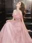 Charmant Rougissant Rose Perlage Étoile Paillettes Robe De Soirée 2023 Princesse De l'épaule Manches Courtes Dos Nu Longue Soirée Robe De Ceremonie