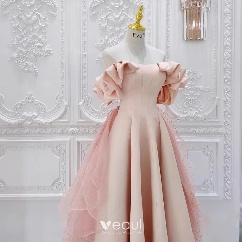 Ruffle Trim Off Shoulder Pink Dress – OWN YOUR ELEGANCE