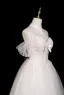 Simple Légère Blanche Perlage Perle En Dentelle Fleur Robe De Mariée 2025 Princesse De l'épaule Manches Courtes Dos Nu Longue Mariage