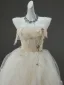 High End Ivory / Creme Applikationen Fallende Rüsche Ballkleider Heimkehr Abiballkleider 2025 Ballkleid Eckiger Ausschnitt Ärmellos Rückenfreies Lange Festliche Kleider