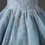 Chic / Beautiful Sky Blue Beading Sequins Flower Girl Dresses 2022 Ball Gown Square Neckline Puffy Short Sleeve Backless Prom Sweep Train Flower Girl Dresses