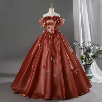 Vintage Kaffee Applikationen Schleife Ballkleider 2026 Ballkleid Off Shoulder Kurze Ärmel Rückenfreies