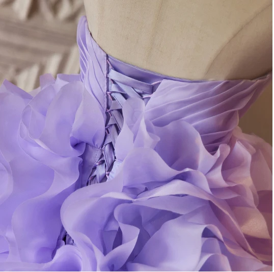 Flower Fairy Lavender Rose Prom Dresses 2024 Ball Gown Strapless Sleeveless Backless Sweep Train Prom Formal Dresses
