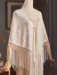 Vintage / Retro shawl Beige Lace Tassel Polyester Shawls 2025