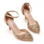 Charmant Bling Bling Doré Faux Diamant Paillettes Soirée Sandales Femme 2023 Bride Cheville 7 cm Talons Aiguilles À Bout Pointu Sandales Talons Hauts
