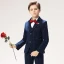 Navy Blue Stripe Long Sleeve Boys Wedding Suits 2022 Body Jewellery Coat Pants Shirt Tie Vest Wedding