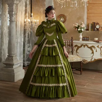Vintage Originale Vert Foncé Noeud Robe De Bal 2024 Robe Boule Col Haut Manches Longues Longue Promo Robe De Ceremonie