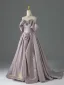 Elegant Blushing Pink Prom Dresses 2026 A-Line / Princess Off-The-Shoulder Short Sleeve Backless Floor-Length / Long Formal Dresses