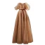 Fashion Champagne Prom Dresses 2022 A-Line / Princess Scoop Neck Ruffle Short Sleeve Beading Sequins Backless Sash Bow Floor-Length / Long Formal Dresses