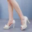 Elegante Beige Perle Brautschuhe 2024 11 cm Stilettos Peeptoes Hochzeit Sandaletten Hochhackige