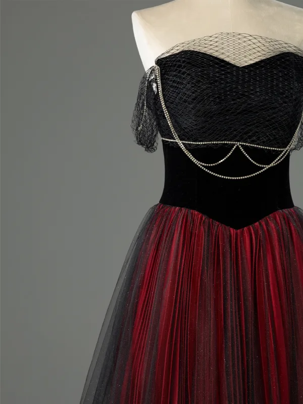 Charmant Bordeaux Faux Diamant Robe De Soirée 2026 Princesse Bustier Sans Manches Dos Nu Longue Robe De Ceremonie