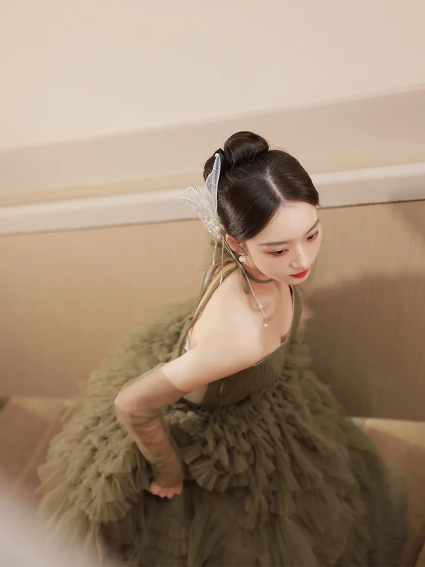 High-end Fashion Clover Green Pleated Evening Dresses 2023 A-Line / Princess Strapless Sleeveless Evening Party Floor-Length / Long Formal Dresses