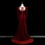 Vintage / Retro Burgundy Rhinestone Velvet Prom Dresses 2025 Trumpet / Mermaid Spaghetti Straps Long Sleeve Backless Sweep Train Formal Dresses