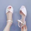 Classique Blanche Perle Talon Bas Chaussure De Mariée 2025 Peep Toes / Bout Ouvert Mariage Sandales