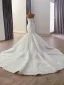 High End Weiß Strass Applikationen Satin Brautkleider / Hochzeitskleider 2025 Meerjungfrau Bandeau Ärmellos Rückenfreies Kapelle-Schleppe Hochzeit